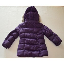 Kapucnis, polár béléses meleg kabát, szőrmés gallérral ( 116 cm )